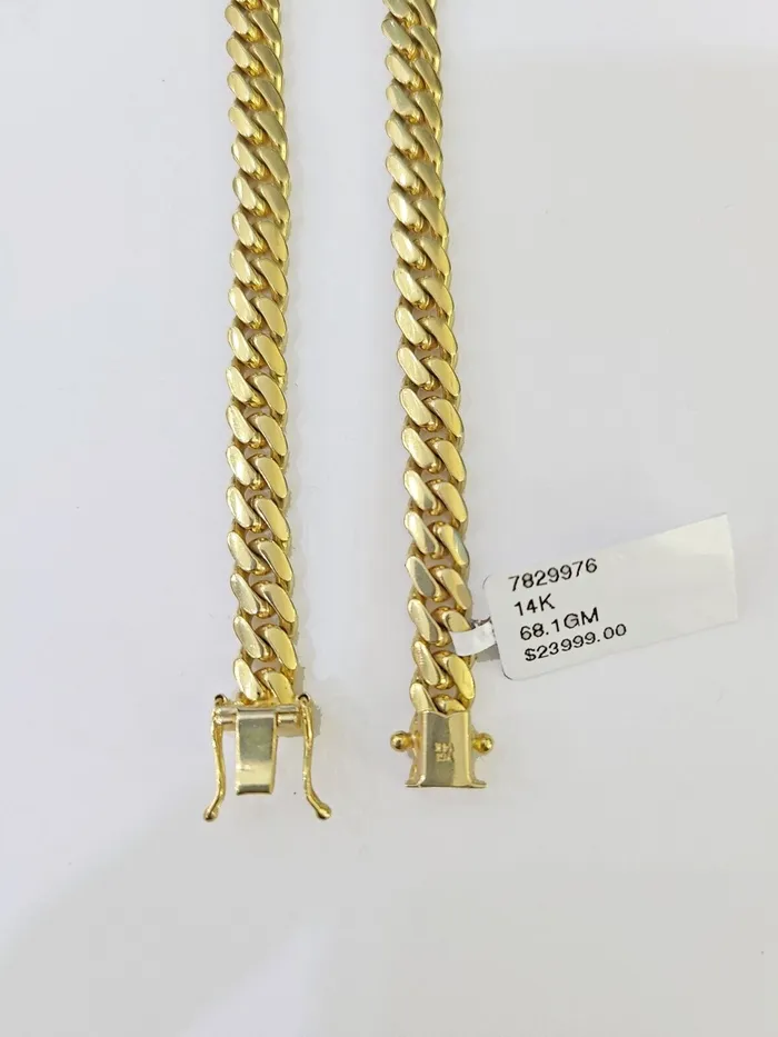 Gold and Diamond Necklaces 14k Gold Miami Cuban Link Chain Necklace 6mm 26 Box Lock REAL 14kt Yellow Gold