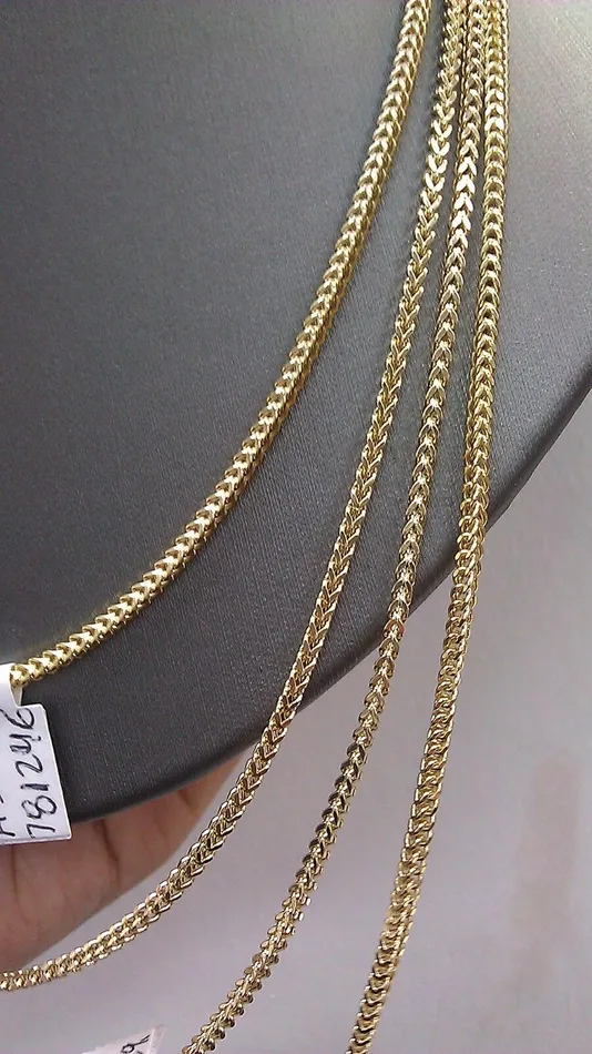 Gold and Diamond Necklaces Real 10k Yellow Gold Necklace Franco Box Chain 16 18 20 22 24 26 Inch Men Women