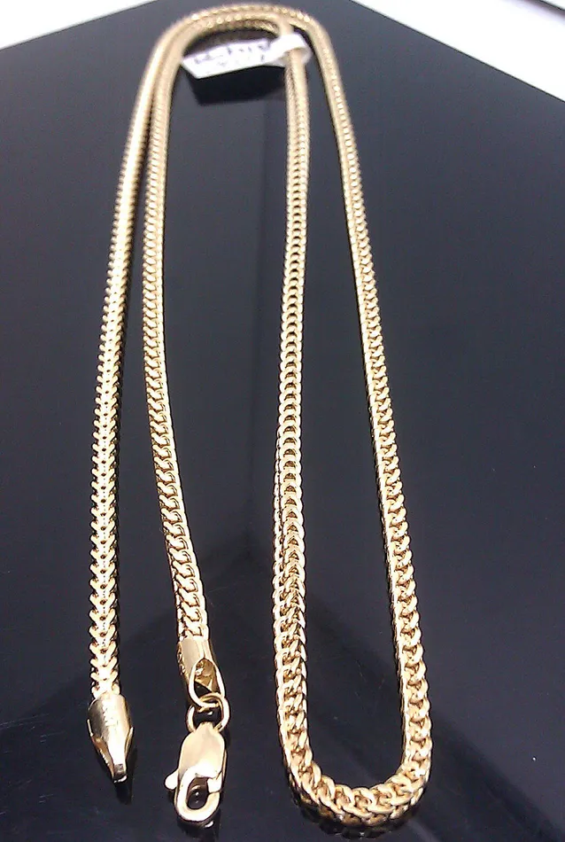 Gold and Diamond Necklaces Real 10k Yellow Gold Necklace Franco Box Chain 16 18 20 22 24 26 Inch Men Women