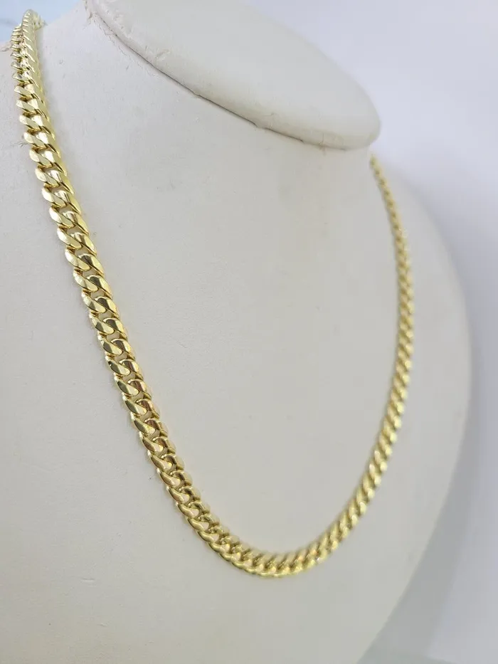 Gold and Diamond Necklaces Real 14K Miami Cuban Link Chain Necklace Yellow Gold 20 inch 6mm Mens Hollow