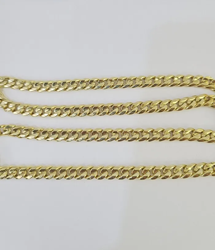 Gold and Diamond Necklaces Real 14K Miami Cuban Link Chain Necklace Yellow Gold 20 inch 6mm Mens Hollow