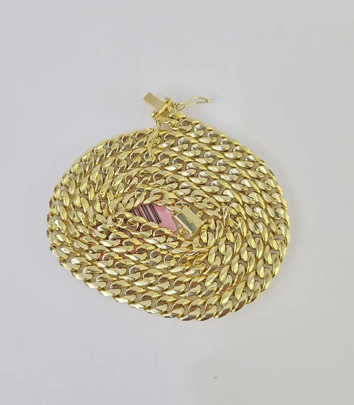 Gold and Diamond Necklaces Real 14K Miami Cuban Link Chain Necklace Yellow Gold 20 inch 6mm Mens Hollow