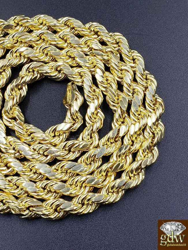 Gold and Diamond Real 10k Gold Rope Chain 28 6mm Genuine Diamond 152 CT Diamond Cross pendant Necklaces