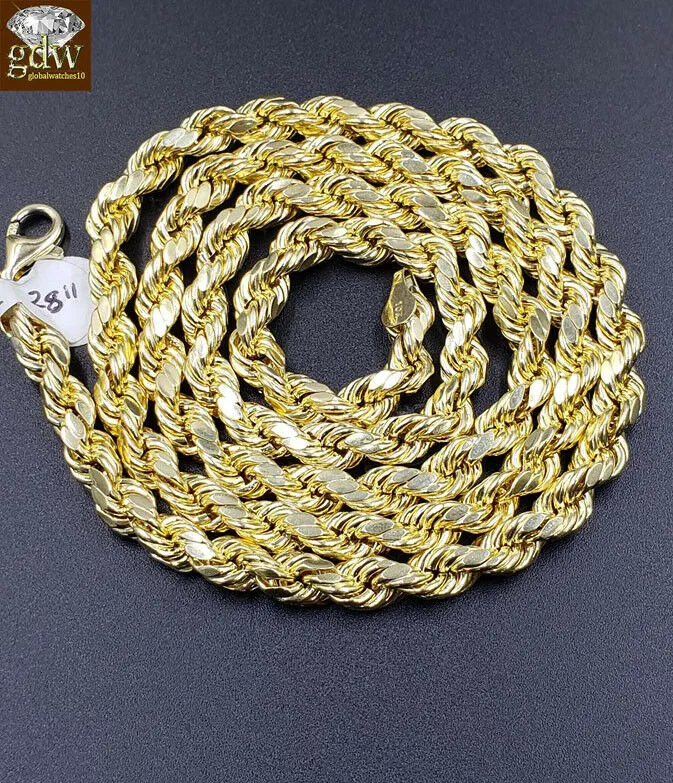 Gold and Diamond Real 10k Gold Rope Chain 28 6mm Genuine Diamond 152 CT Diamond Cross pendant Necklaces