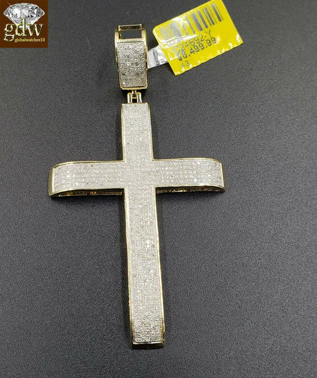 Gold and Diamond Real 10k Gold Rope Chain 28 6mm Genuine Diamond 152 CT Diamond Cross pendant Necklaces