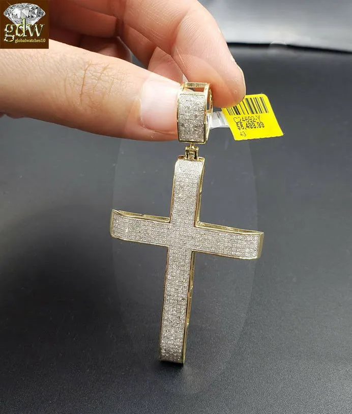 Gold and Diamond Real 10k Gold Rope Chain 28 6mm Genuine Diamond 152 CT Diamond Cross pendant Necklaces