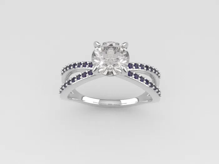 JCM DESIGN JEWELRY Rings 14K gold Ring with Diamond VS1 and Amethyst cross prong
