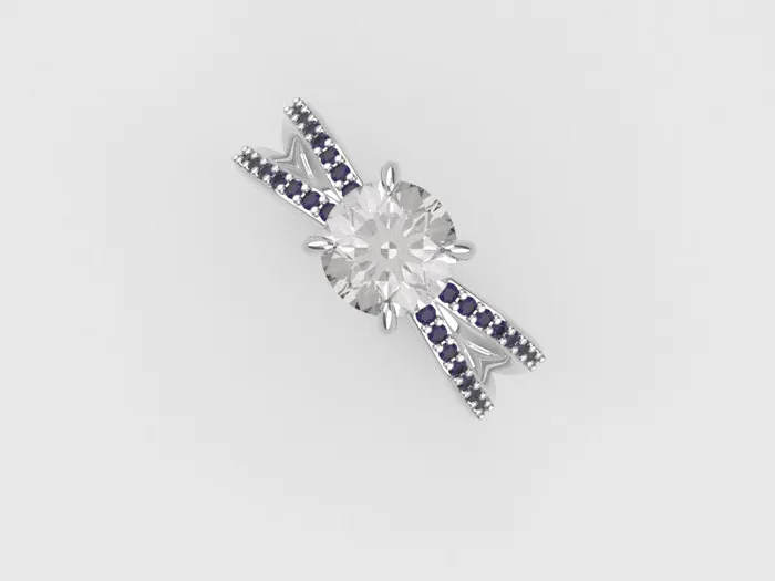 JCM DESIGN JEWELRY Rings 14K gold Ring with Diamond VS1 and Amethyst cross prong