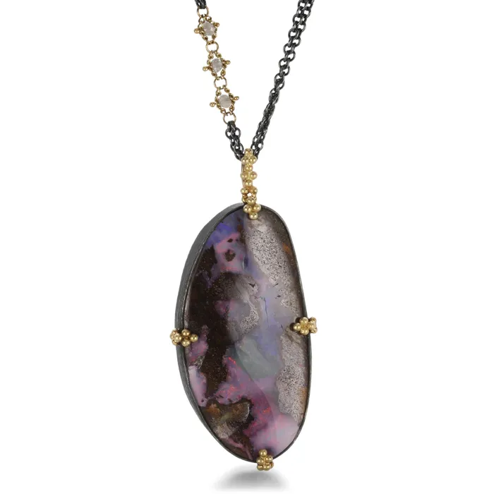 Necklaces Amali Opal Necklace with Gray Diamonds