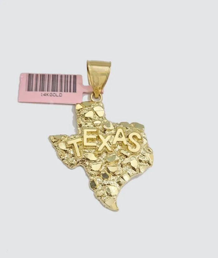 Necklaces Globalwatches10 14k Gold Cuban Link Chain 26 Necklace Texas Map Charm Pendant Real 14KT SET