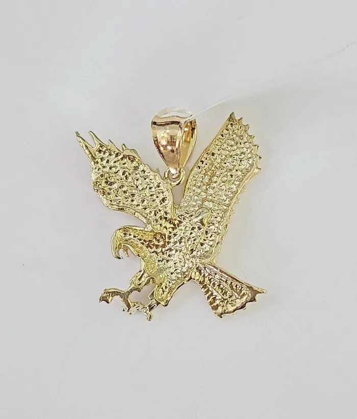 Necklaces Gold and Diamond 10k Gold Flying Eagle Pendant Rope Chain 3mm 20 Necklace Set Real Genuine