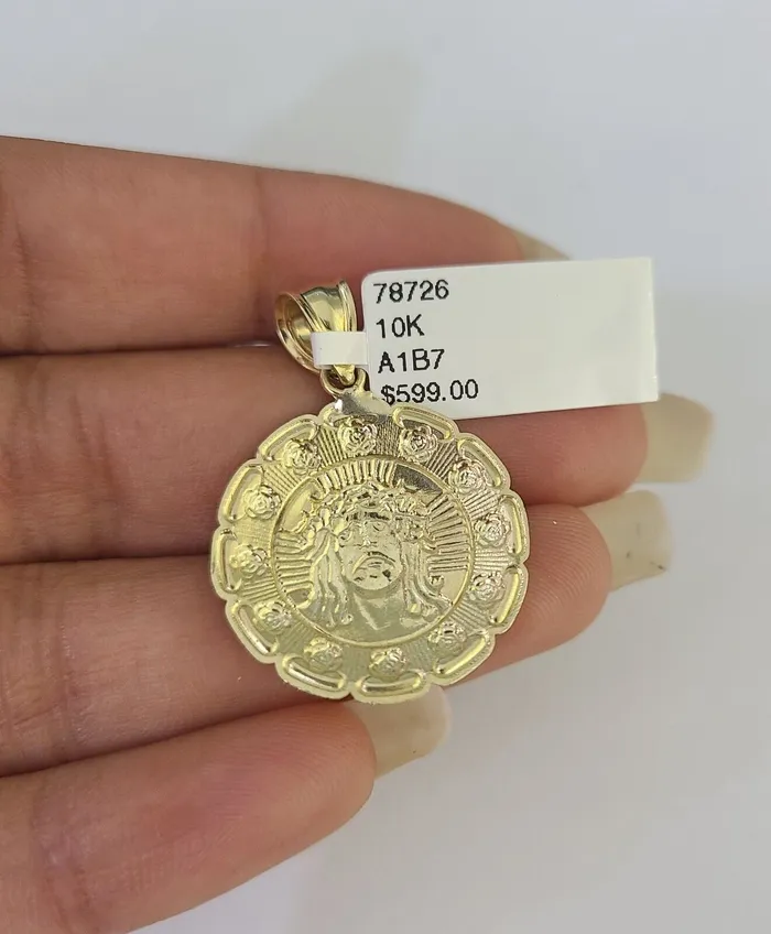 Necklaces Gold and Diamond 10k Solid Rope Chain 3mm Jesus Head Pendant Charm Necklace SET 1828 in