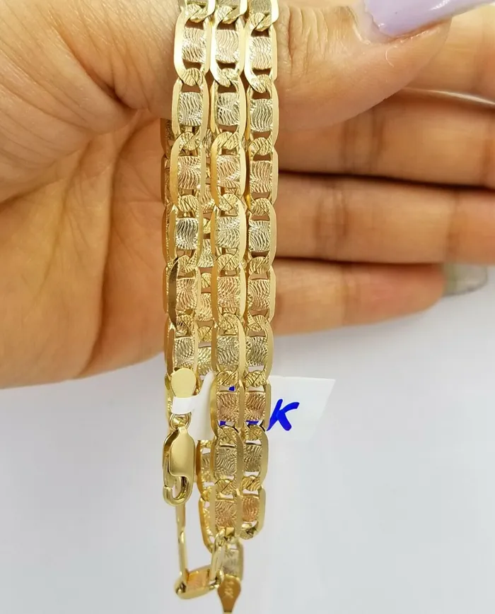 Necklaces Gold and Diamond SOLID 14k Trio Gold Chain Necklace Yellow White Rose Gold 5mm 20 22 24 26 Inch