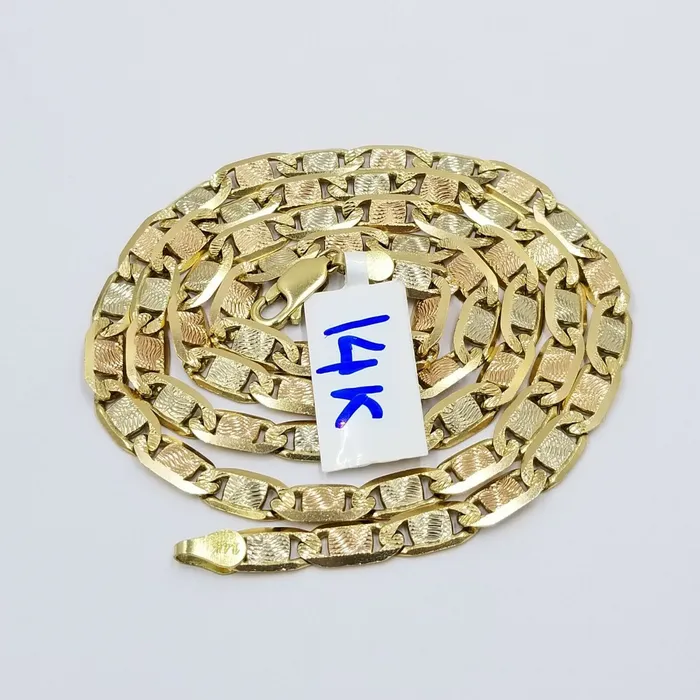 Necklaces Gold and Diamond SOLID 14k Trio Gold Chain Necklace Yellow White Rose Gold 5mm 20 22 24 26 Inch