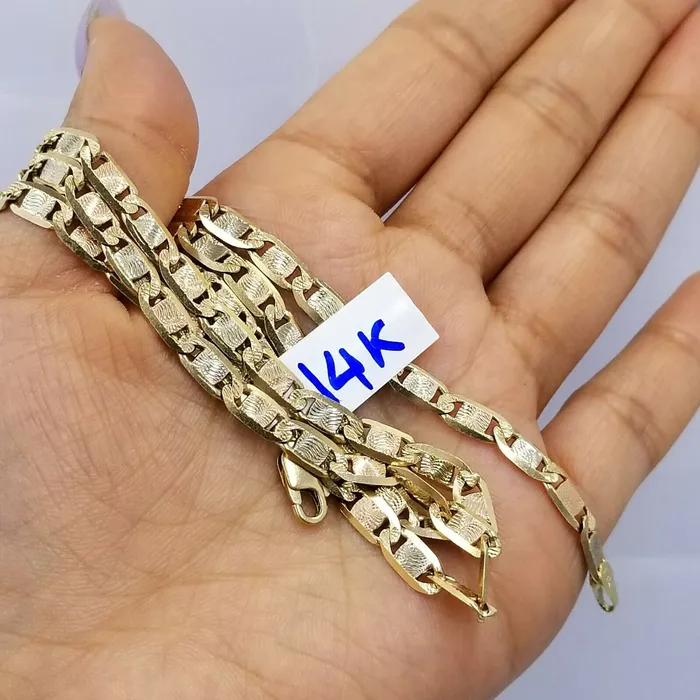 Necklaces Gold and Diamond SOLID 14k Trio Gold Chain Necklace Yellow White Rose Gold 5mm 20 22 24 26 Inch