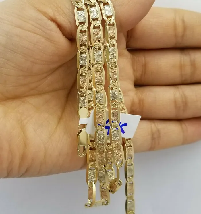 Necklaces Gold and Diamond SOLID 14k Trio Gold Chain Necklace Yellow White Rose Gold 5mm 20 22 24 26 Inch