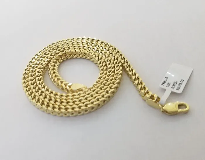 Necklaces Real 10k Gold Nugget Cross Franco Necklace 4mm 24 Chain Charm SET 10kt globalwatches10