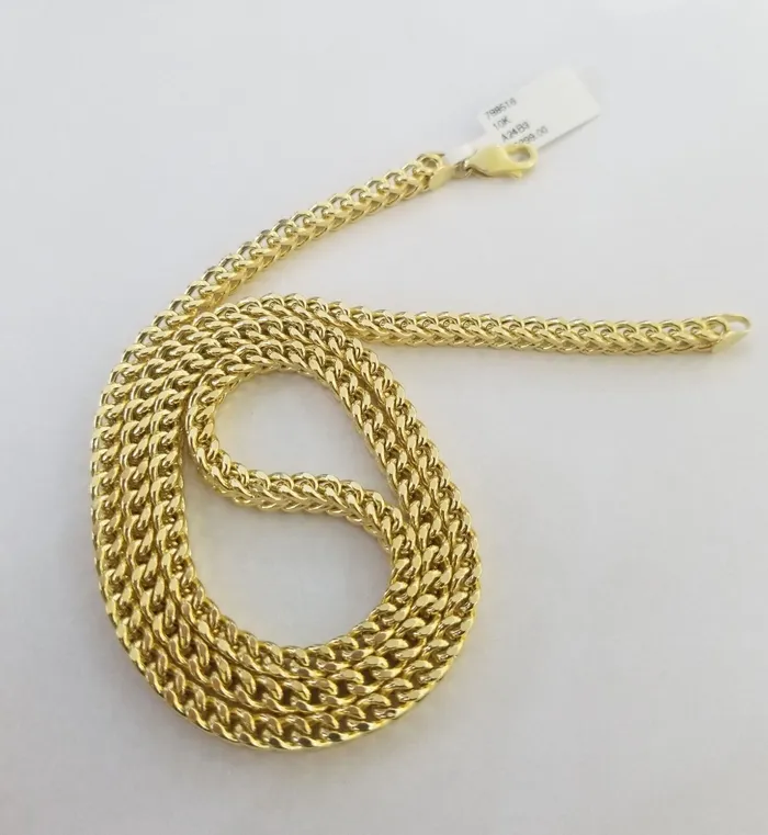 Necklaces Real 10k Gold Nugget Cross Franco Necklace 4mm 24 Chain Charm SET 10kt globalwatches10
