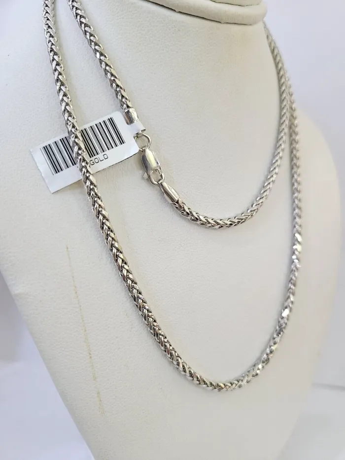 Necklaces Real 10k Palm Chain White Gold 4mm 24 Necklace Men Women Real Genuine Gold and Diamond Necklaces Real 10k Palm Chain White Gold 4mm 24 Necklace Men Women Real Genuine Gold and Diamond