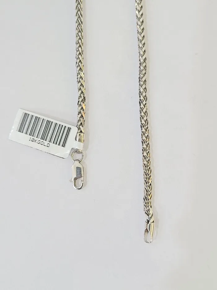 Necklaces Real 10k Palm Chain White Gold 4mm 24 Necklace Men Women Real Genuine Gold and Diamond