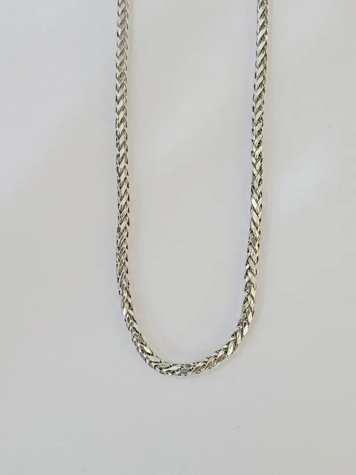 Necklaces Real 10k Palm Chain White Gold 4mm 24 Necklace Men Women Real Genuine Gold and Diamond