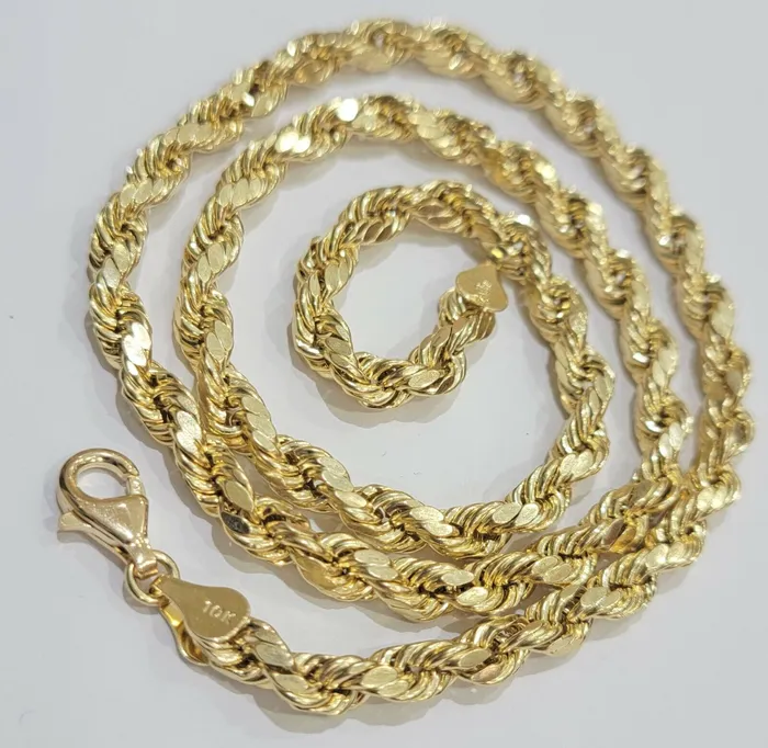 Real 10K Gold Rope Chain Necklace Men 6mm 22 Inch Real Gold Globalwatches10 Necklaces Real 10K Gold Rope Chain Necklace Men 6mm 22 Inch Real Gold Globalwatches10 Necklaces
