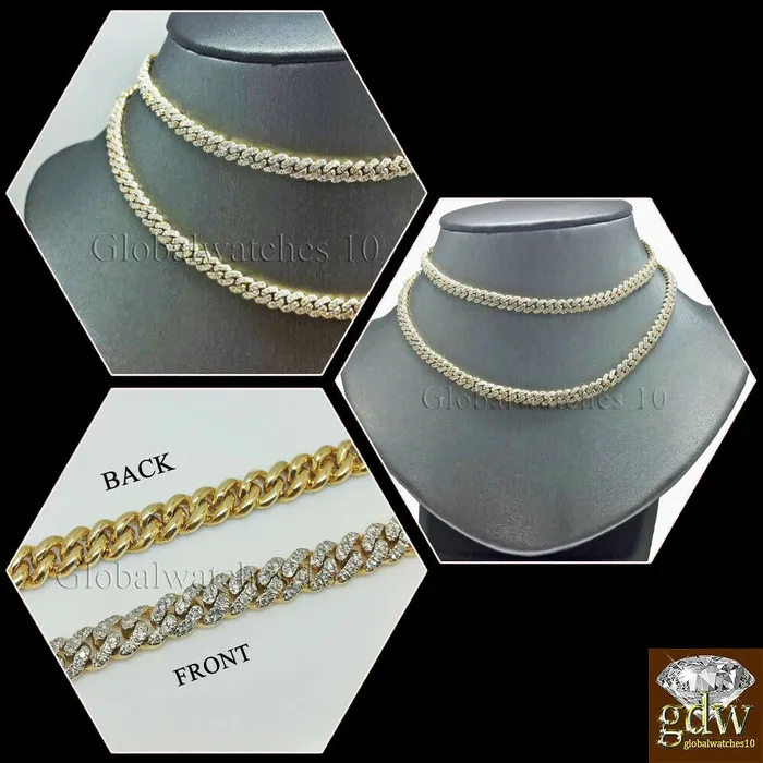 Real 10k Yellow Gold Diamond Cuban Link 24 Inch Chain 5 CT Diamond Box Clasp Gold and Diamond Necklaces Real 10k Yellow Gold Diamond Cuban Link 24 Inch Chain 5 CT Diamond Box Clasp Gold and Diamond Necklaces
