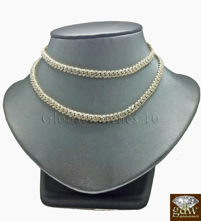 Real 10k Yellow Gold Diamond Cuban Link 24 Inch Chain 5 CT Diamond Box Clasp Gold and Diamond Necklaces