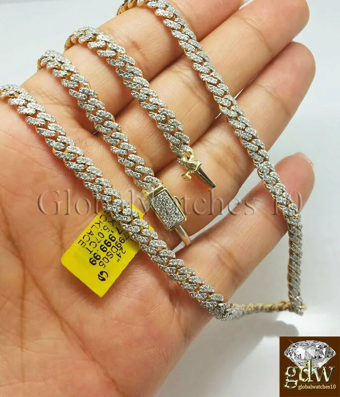 Real 10k Yellow Gold Diamond Cuban Link 24 Inch Chain 5 CT Diamond Box Clasp Gold and Diamond Necklaces