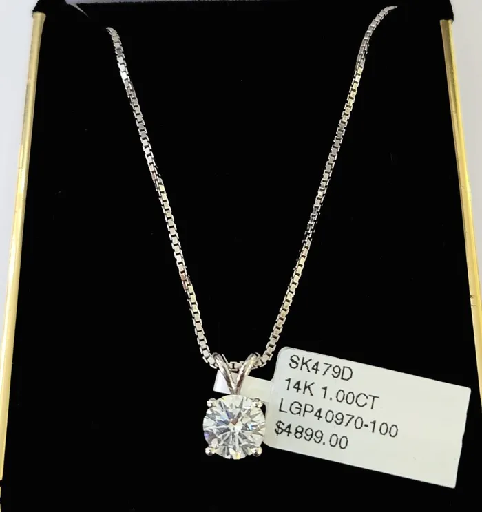 Real 14k White Gold Round Diamond Pendant Box Chain Necklace Set Women Gold and Diamond Necklaces Real 14k White Gold Round Diamond Pendant Box Chain Necklace Set Women Gold and Diamond Necklaces