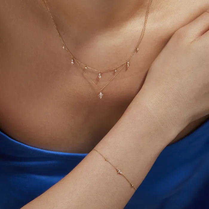 Aurelie Gi Necklaces AURORA Pear and Baguette White Sapphire Necklace