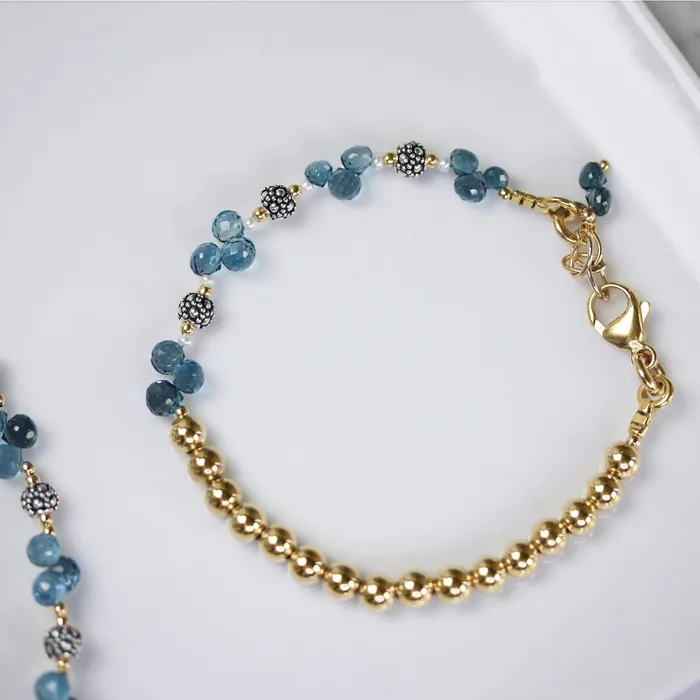 Bracelets Elisa Ilana London Blue Topaz Onion Briolettes 14ktgf Bracelet