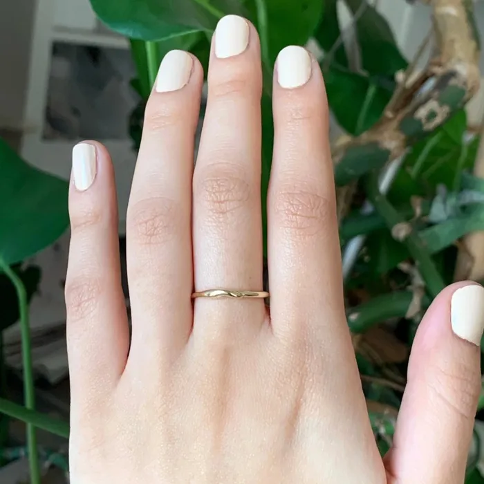 Delicate Seagrass Stacker Ring in 14k gold Emily Amey Jewelry Rings