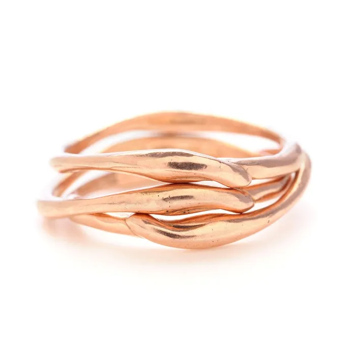 Delicate Seagrass Stacker Ring in 14k gold Emily Amey Jewelry Rings
