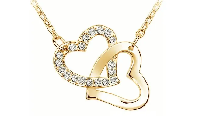 Double Heart Chains Pendant Necklaces sparklingselections Necklaces