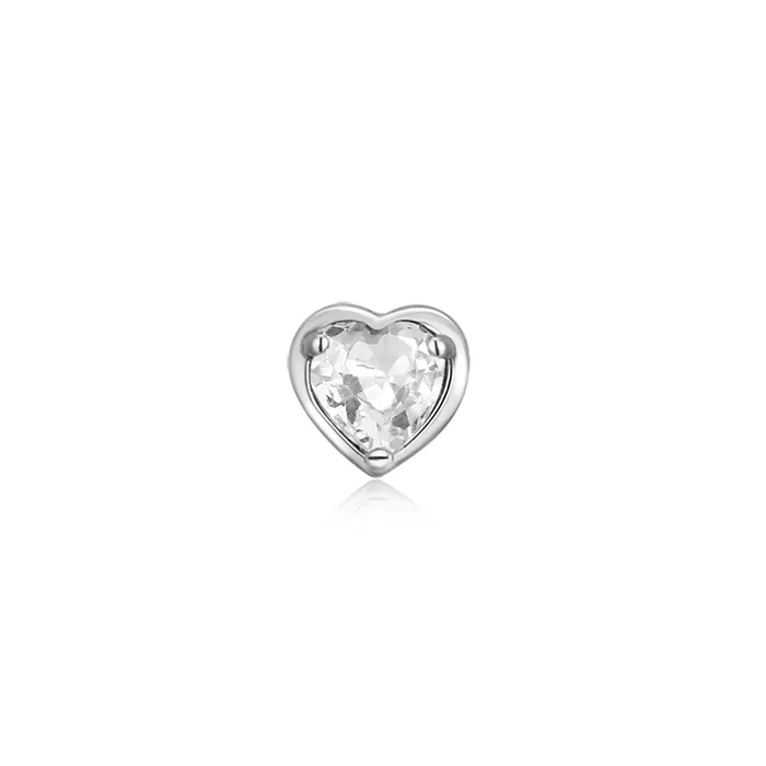 Earrings Aurelie Gi ARABELLA White Sapphire Heart Threadless Flatback Earring