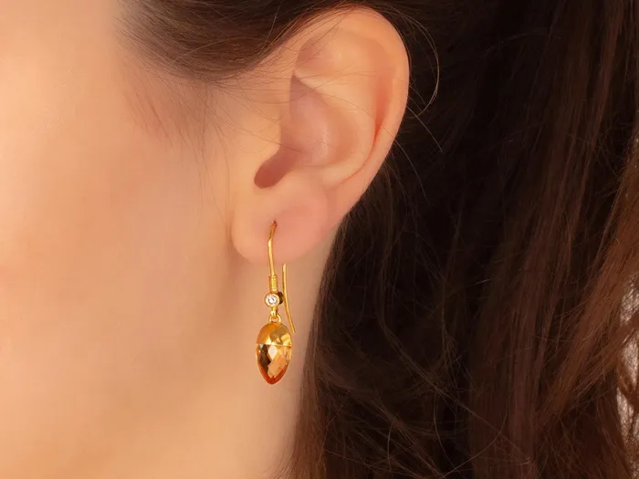 Earrings GURHAN Spell Gold Citrine Single Drop Earrings 12x8mm Teardrop on Wire Hook GG GOLD OOAK