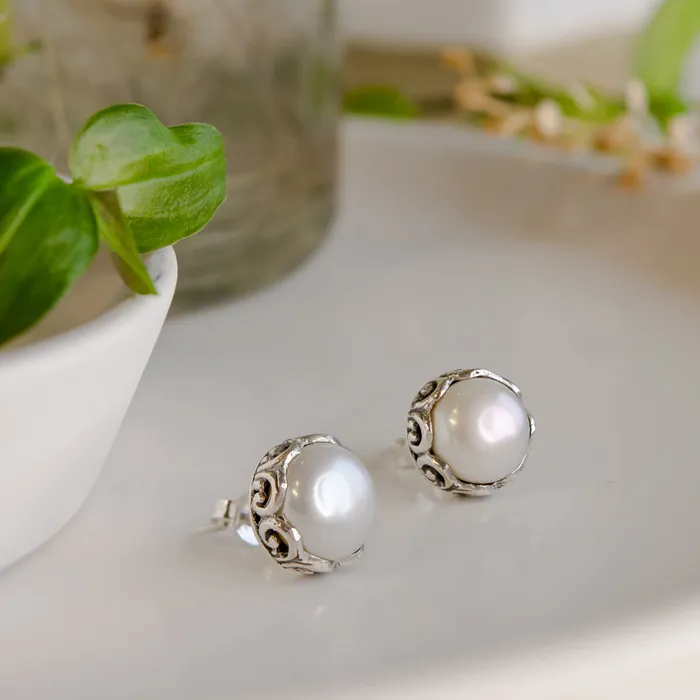 Elisa Ilana Freshwater Pearl Stud Earrings Earrings