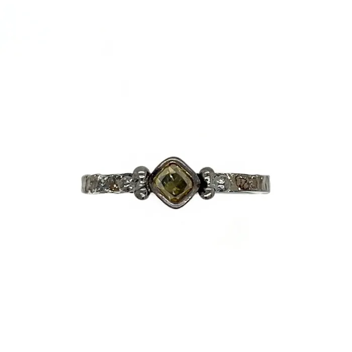 Emily Amey Jewelry Diamond Slice Kindling stacking ring number 9 in Sterling silver and 14k Gold Rings