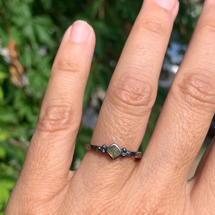 Emily Amey Jewelry Diamond Slice Kindling stacking ring number 9 in Sterling silver and 14k Gold Rings