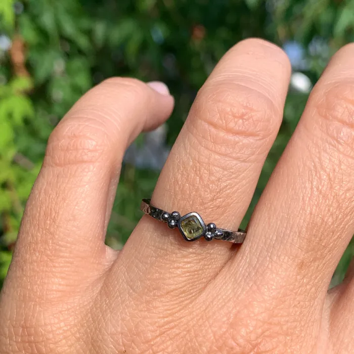 Emily Amey Jewelry Diamond Slice Kindling stacking ring number 9 in Sterling silver and 14k Gold Rings