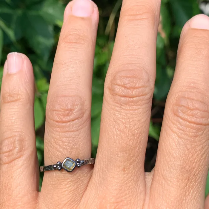 Emily Amey Jewelry Diamond Slice Kindling stacking ring number 9 in Sterling silver and 14k Gold Rings
