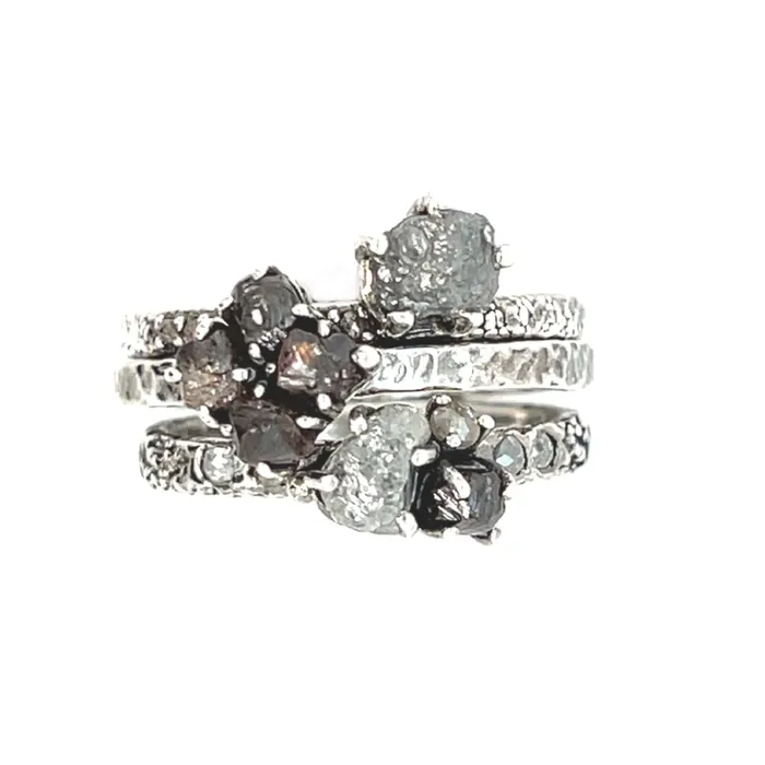 Emily Amey Jewelry Raw Diamond Kindling stacking ring number 3 in Sterling silver Rings