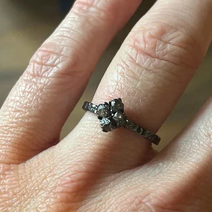 Emily Amey Jewelry Raw Diamond Kindling stacking ring number 3 in Sterling silver Rings