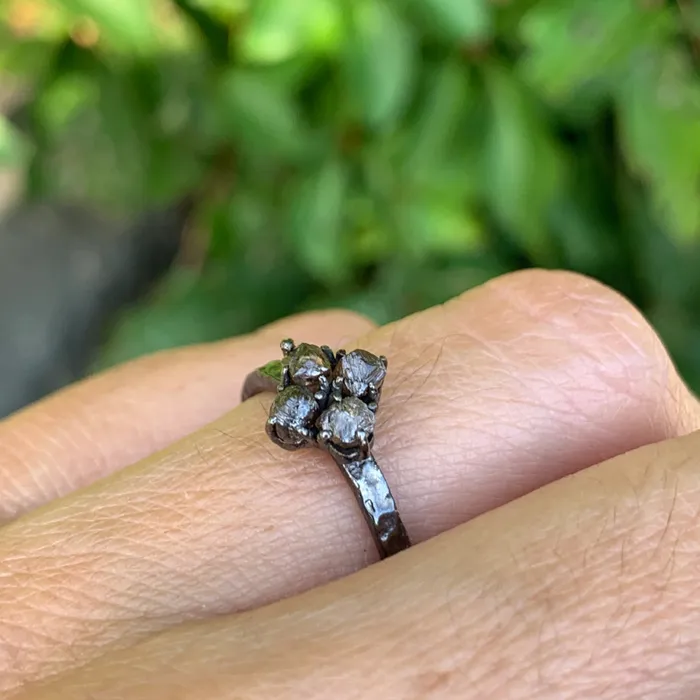 Emily Amey Jewelry Raw Diamond Kindling stacking ring number 3 in Sterling silver Rings