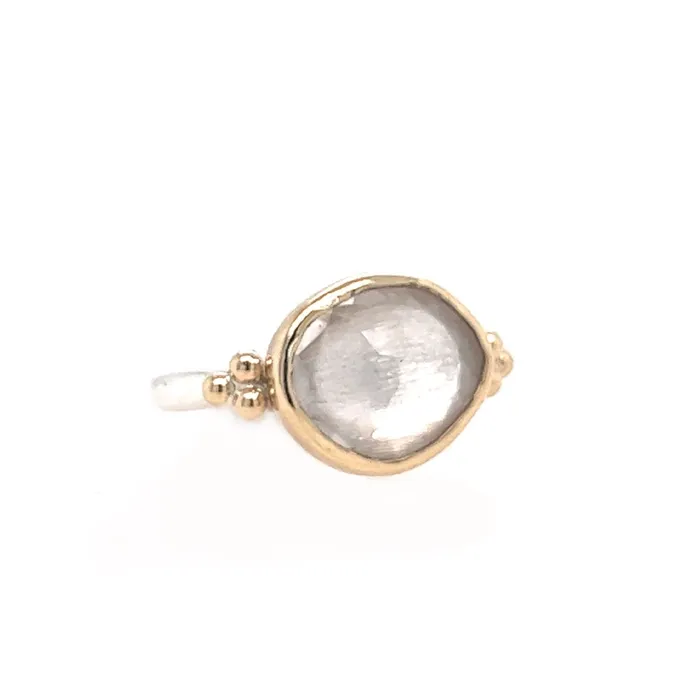 Emily Amey Jewelry Rings Clear Quartz with gold beads ring in 14k and sterling silver