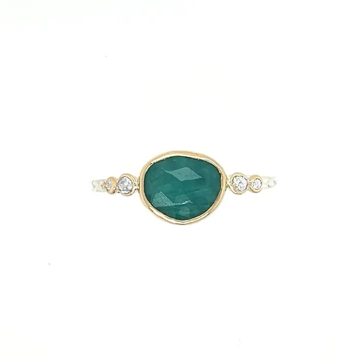 Emily Amey Jewelry Rings Grandidierite Ring and Petite Diamonds ring in 14k Gold and sterling silver