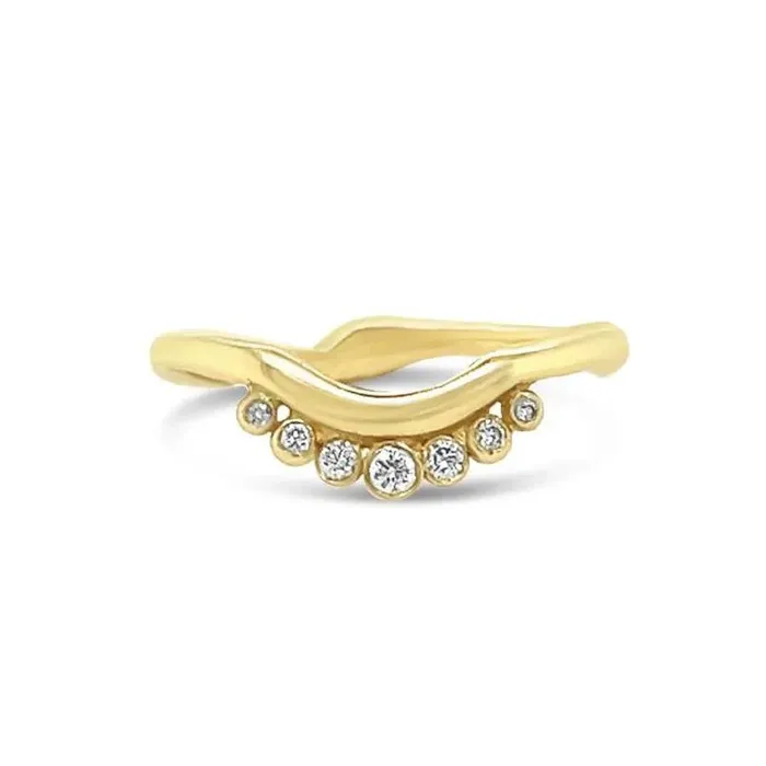 Emily Amey Jewelry Rings Seven Diamond Halo Crown Band In 14k Gold
