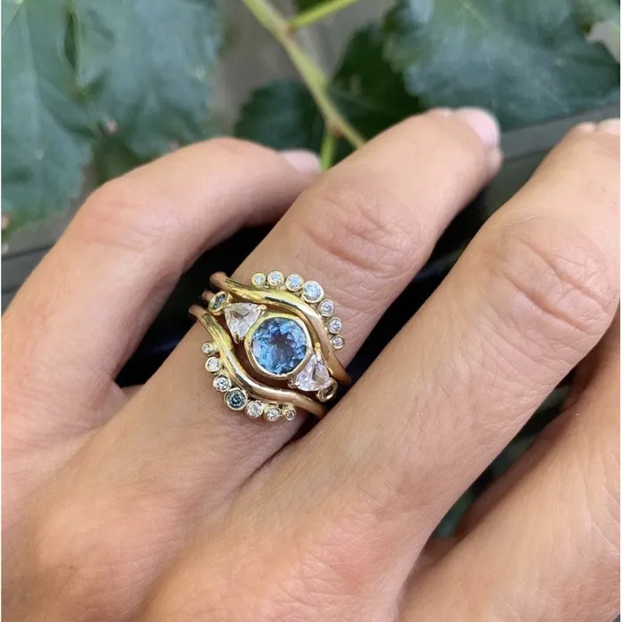 Emily Amey Jewelry Rings Seven Diamond Halo Crown Band In 14k Gold
