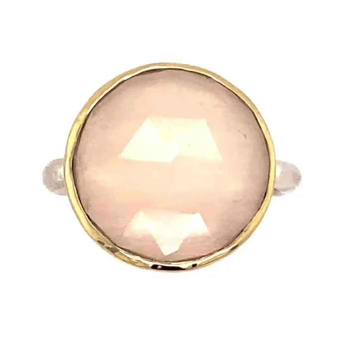 Emily Amey Jewelry Rose Quartz Cocktail Ring in 14k yellow gold and sterling silver Rings